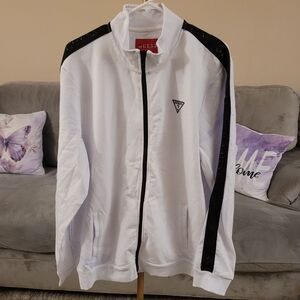 Guess White Jacket with Black Stripes XL